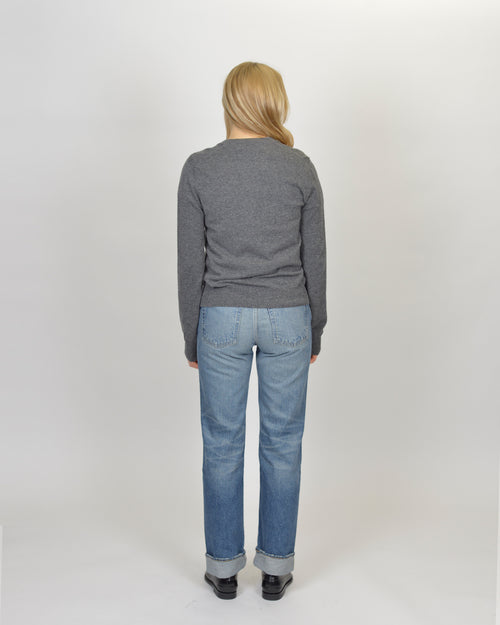 N007 WOMENS RED HEART CARDIGAN / GREY (XXS)