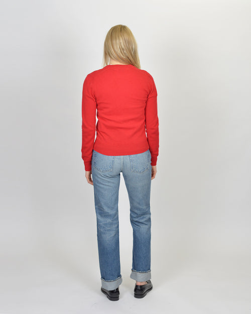 N007 WOMENS RED HEART CARDIGAN / RED (XXS)