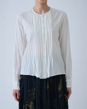 ORGANIC COTTON CHAMBRAY LONG SLEEVE BLOUSE / WHITE