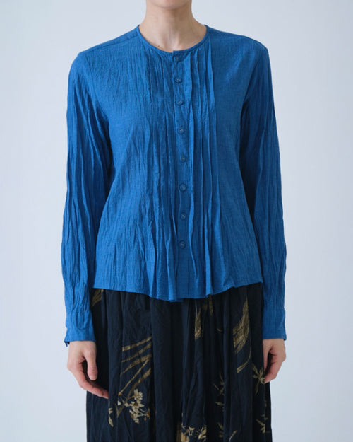 ORGANIC COTTON CHAMBRAY LONG SLEEVE BLOUSE / BLUE