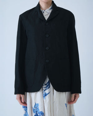 HIGH DENSITY LINEN COTTON JACKET / BLACK