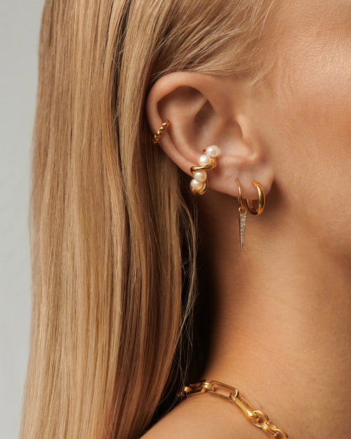 MOLTEN PEARL TWISTED DOUBLE CONCH EAR CUFF / GOLD