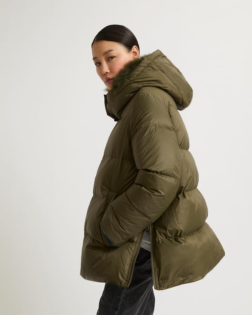 DOWN JACKET 75CM TECHNICAL FABRIC LH LAMB / HUNTER GREEN