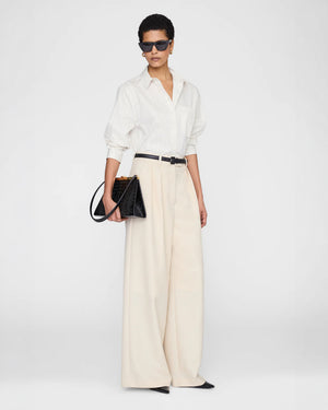 ESSIE CROPPED SHIRT / CREAM PINSTRIPE