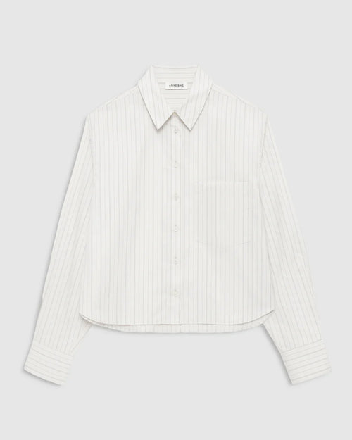 ESSIE CROPPED SHIRT / CREAM PINSTRIPE