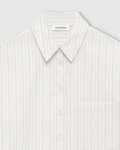 ESSIE CROPPED SHIRT / CREAM PINSTRIPE
