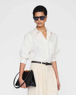 ESSIE CROPPED SHIRT / CREAM PINSTRIPE