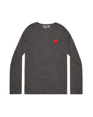 N068 UNISEX RED HEART CREWNECK JUMPER / GREY