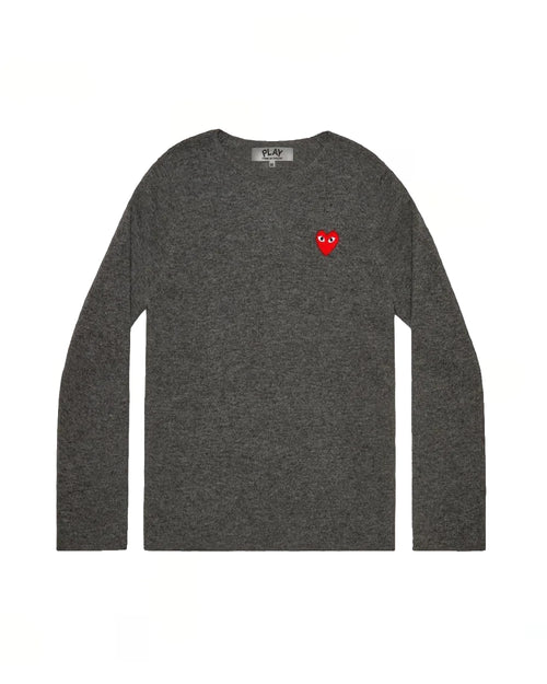 N068 UNISEX RED HEART CREWNECK JUMPER / GREY