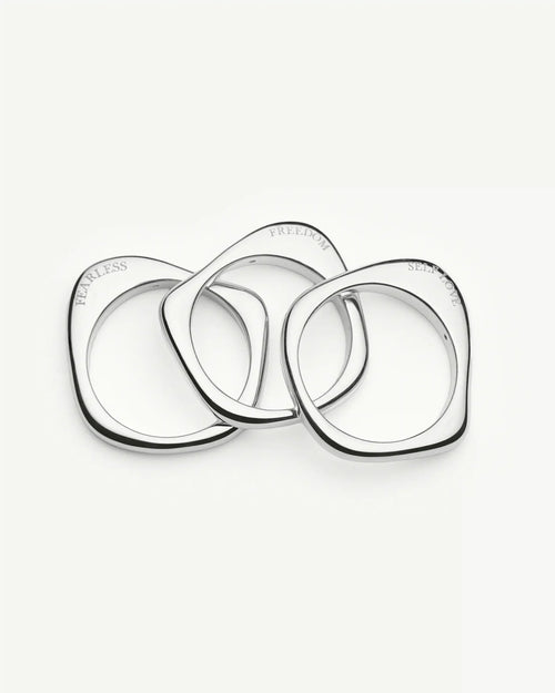 HARRIS REED SELF-LOVE STACKING RINGS / SILVER