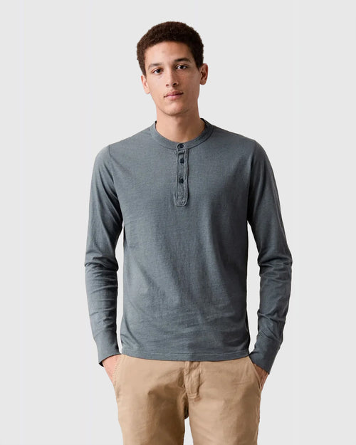 L/S ORGANIC HEATHER HENLEY / PINE