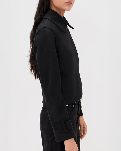 WOMEN CROPPED TRENCH CASHMERE BLEND / BLACK