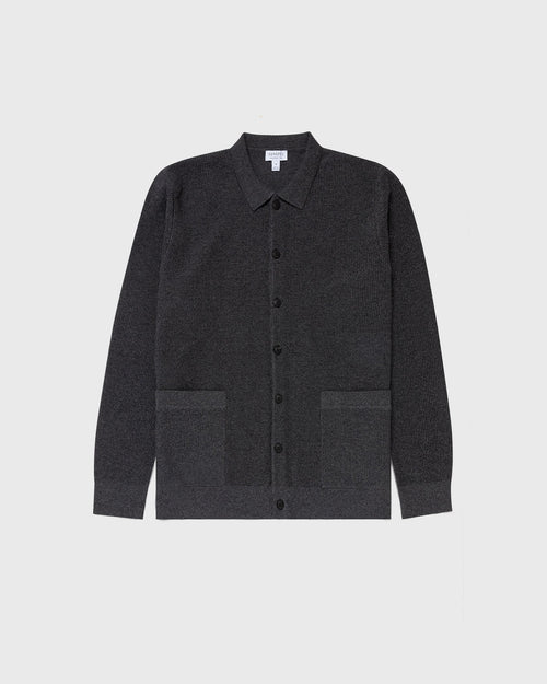 KNITTED JACKET / CHARCOAL MOULINE