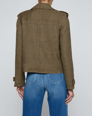 XOEY CROPPED TRENCH / BROWN/BLACK GLEN PLAID
