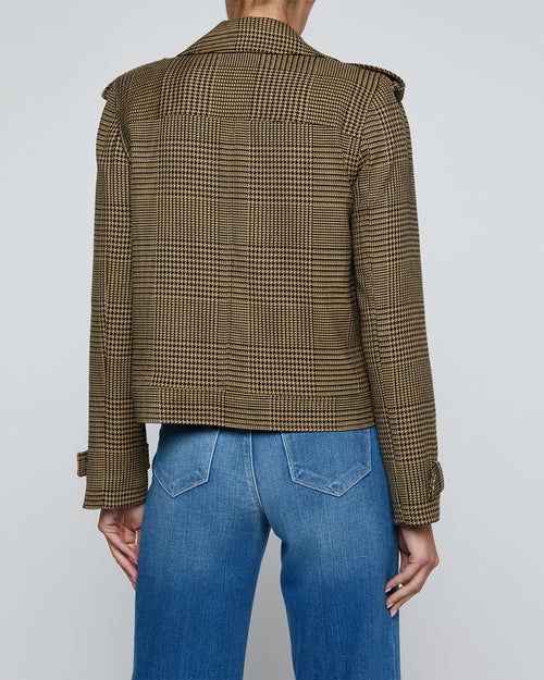 XOEY CROPPED TRENCH / BROWN/BLACK GLEN PLAID