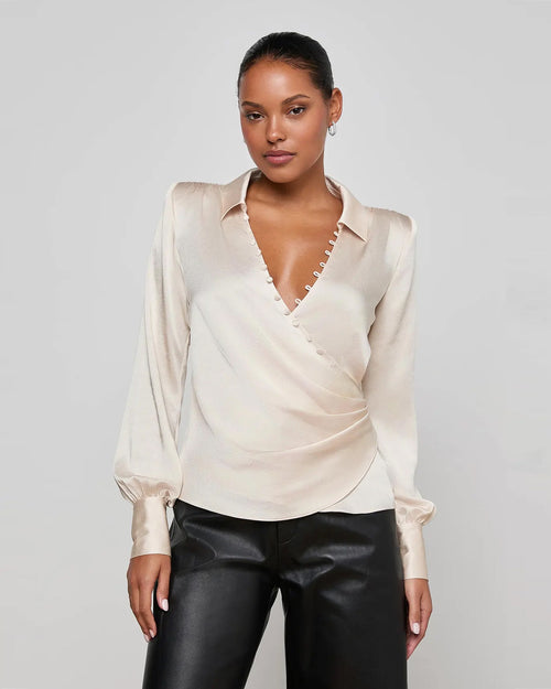 BERNICE WRAP BLOUSE / CHAMPAGNE
