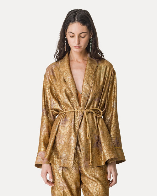 LES FOLIES CHINE' LUREX JACQUARD COAT / GOLD