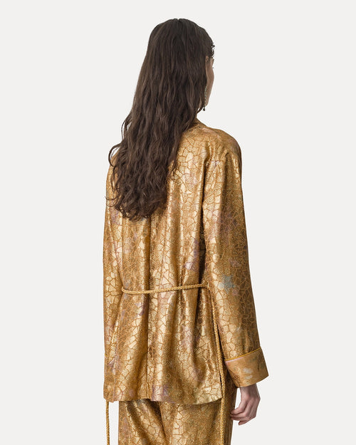 LES FOLIES CHINE' LUREX JACQUARD COAT / GOLD