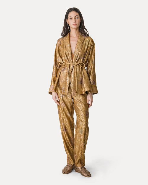 LES FOLIES CHINE' LUREX JACQUARD COAT / GOLD