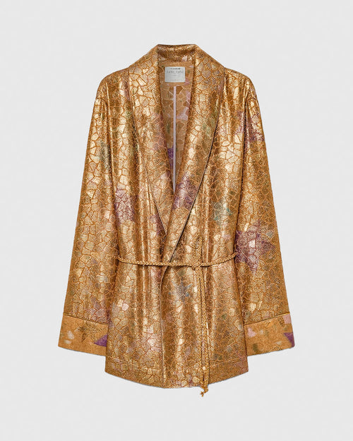 LES FOLIES CHINE' LUREX JACQUARD COAT / GOLD