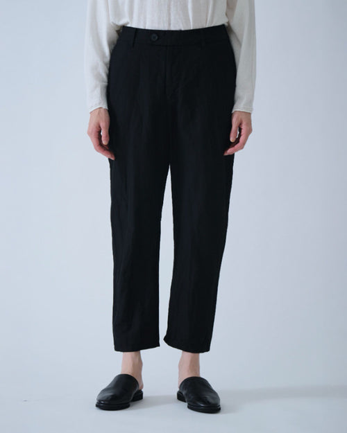 HIGH DENSITY LINEN COTTON PANTS / BLACK