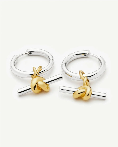 LUCY WILLIAMS KNOT T-BAR CHARM HOOP EARRINGS / MIXED