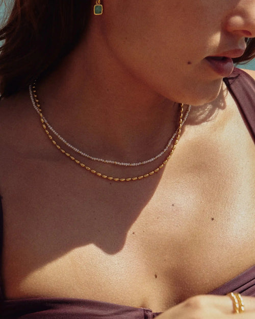 MOLTEN OLIVE CHAIN NECKLACE / GOLD