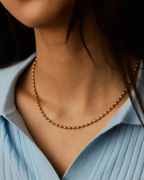 MOLTEN OLIVE CHAIN NECKLACE / GOLD