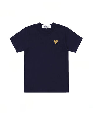 T216 UNISEX GOLD HEART T-SHIRT / NAVY