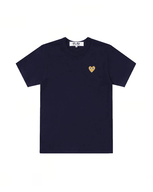 T216 UNISEX GOLD HEART T-SHIRT / NAVY