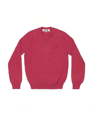 N078 UNISEX MINI RED HEART V-NECK / PINK