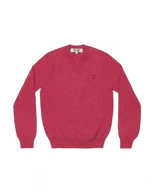 N078 UNISEX MINI RED HEART V-NECK / PINK
