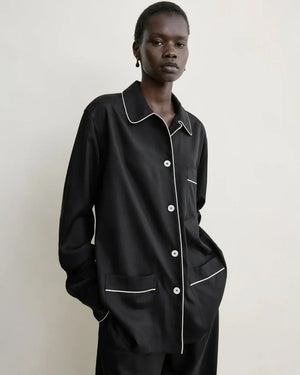 PIPED PJ TOP / BLACK