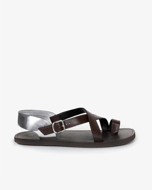 LEATHER SANDALS / DARK BROWN