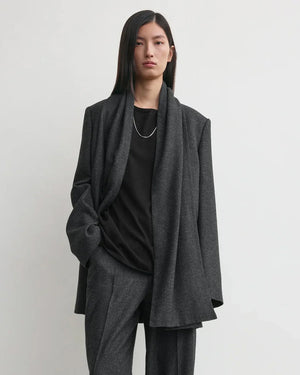 SCARF BLAZER / CHARCOAL MELANGE
