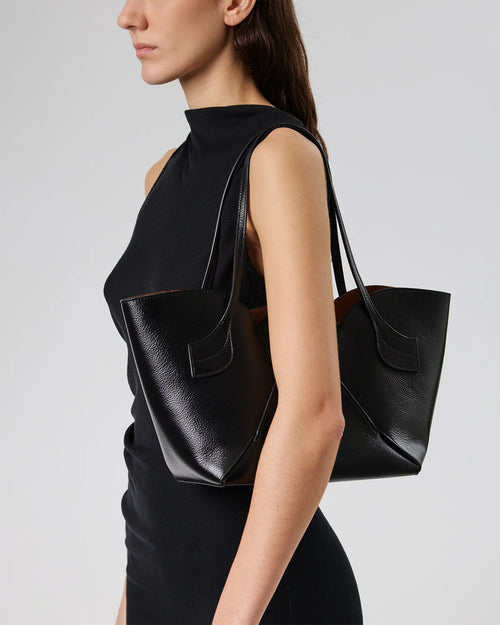 SAPAL S TULIP SHAPED TOTE BAG / BLACK