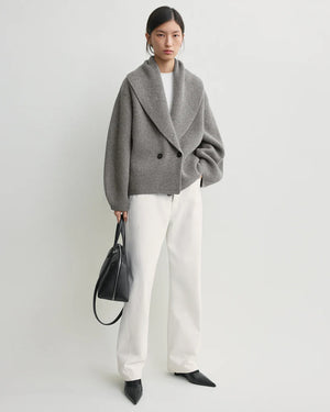 SHAWL-LAPEL CARDIGAN / MID GREY MELANGE