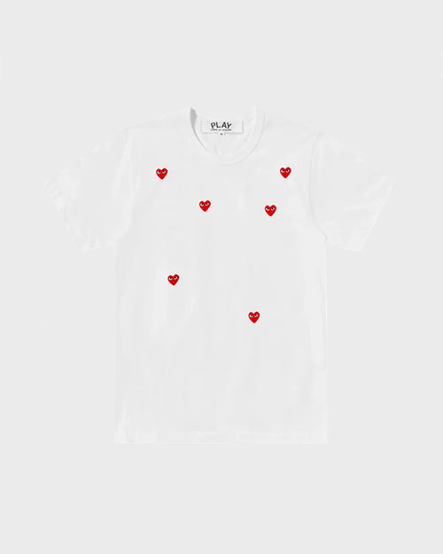 T338 UNISEX SMALL MULTI HEART T-SHIRT / WHITE