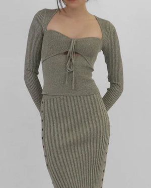 ALEXIA HALTER TIE TOP / NOUGAT MULTI