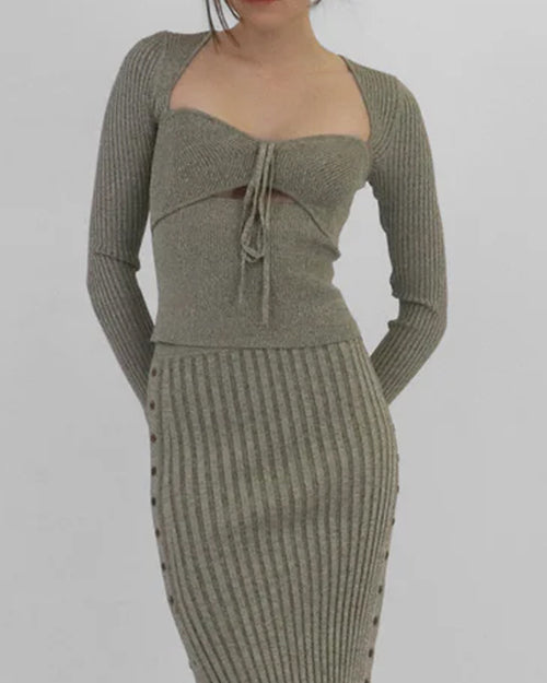 ALEXIA HALTER TIE TOP / NOUGAT MULTI