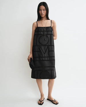 MONOGRAM SILK DRESS / WASHED BLACK