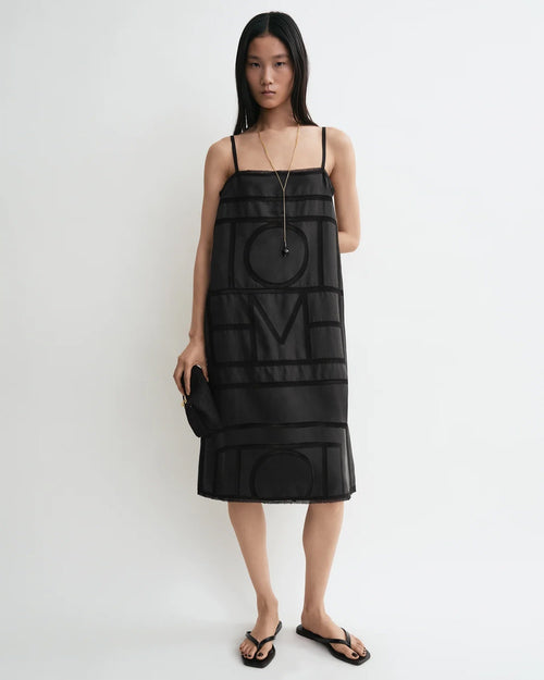 MONOGRAM SILK DRESS / WASHED BLACK