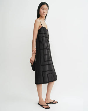 MONOGRAM SILK DRESS / WASHED BLACK