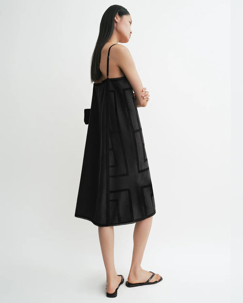 MONOGRAM SILK DRESS / WASHED BLACK