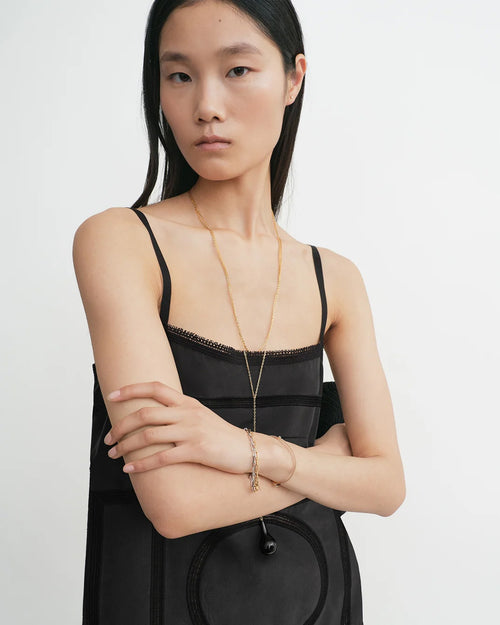 MONOGRAM SILK DRESS / WASHED BLACK