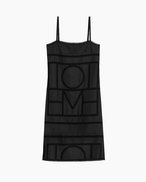 MONOGRAM SILK DRESS / WASHED BLACK
