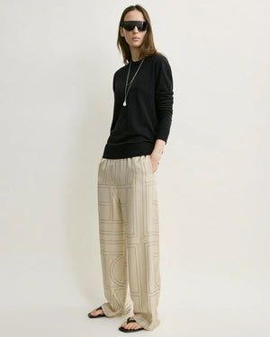 MONOGRAM SILK PJ BOTTOMS / IVORY