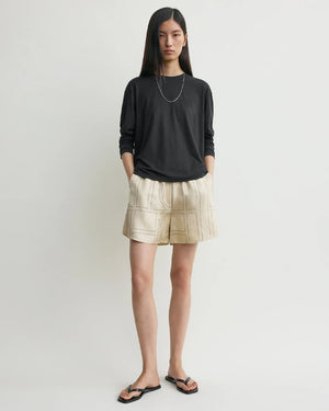 MONOGRAM SILK PJ SHORTS / IVORY