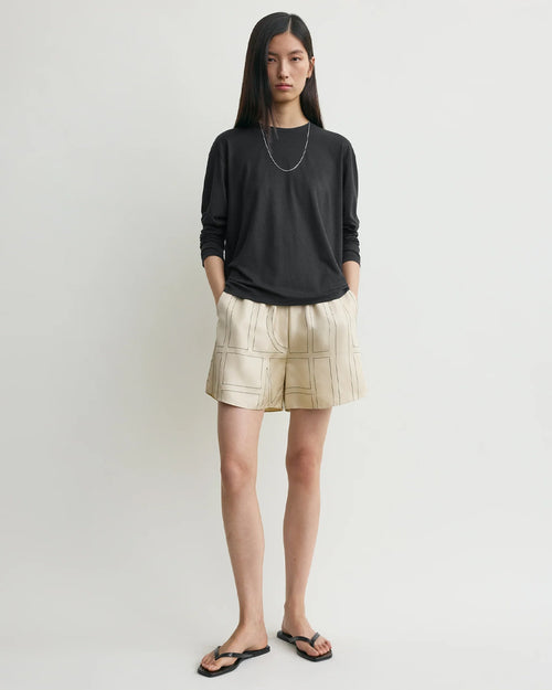 MONOGRAM SILK PJ SHORTS / IVORY
