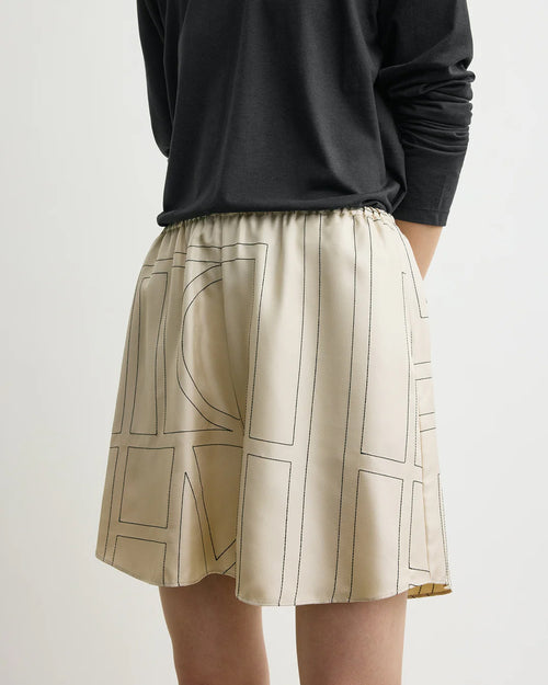MONOGRAM SILK PJ SHORTS / IVORY